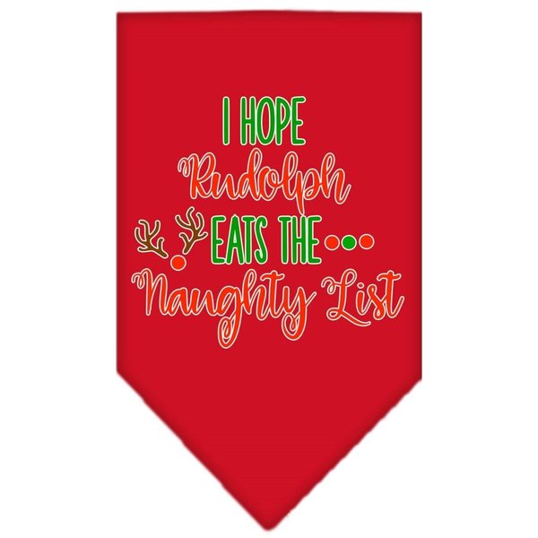 Mirage Pet Products Hope Rudolph Eats Naughty List Screen Print BandanaRed Large 66-418 LGRD